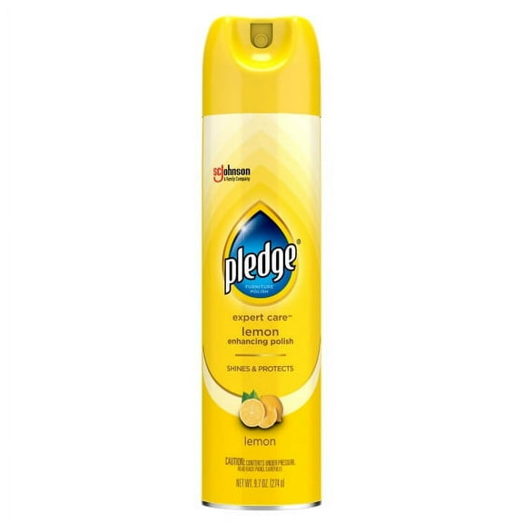 Pledge Expert Care Lemon Enhancing Polish, Aerosol, Lemon, 9.7 oz, Pack of 6
