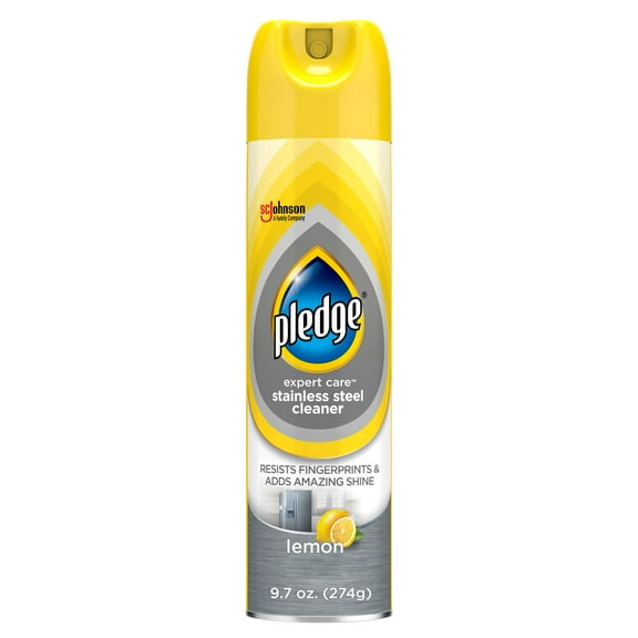 Pledge Expert Care Stainless Steel Polish, Fridge Spray, Lemon Scent, 9.7oz