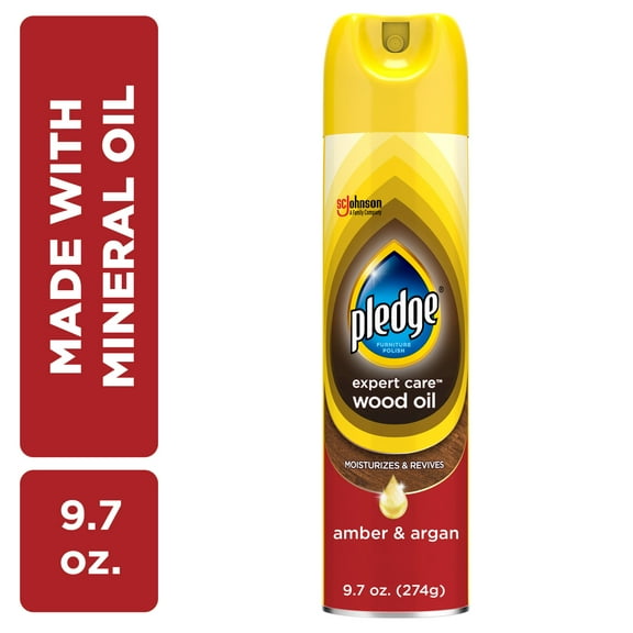 Pledge Moisturizing Oil Amber & Argan Scent Furniture Polish Spray 9.7 Oz