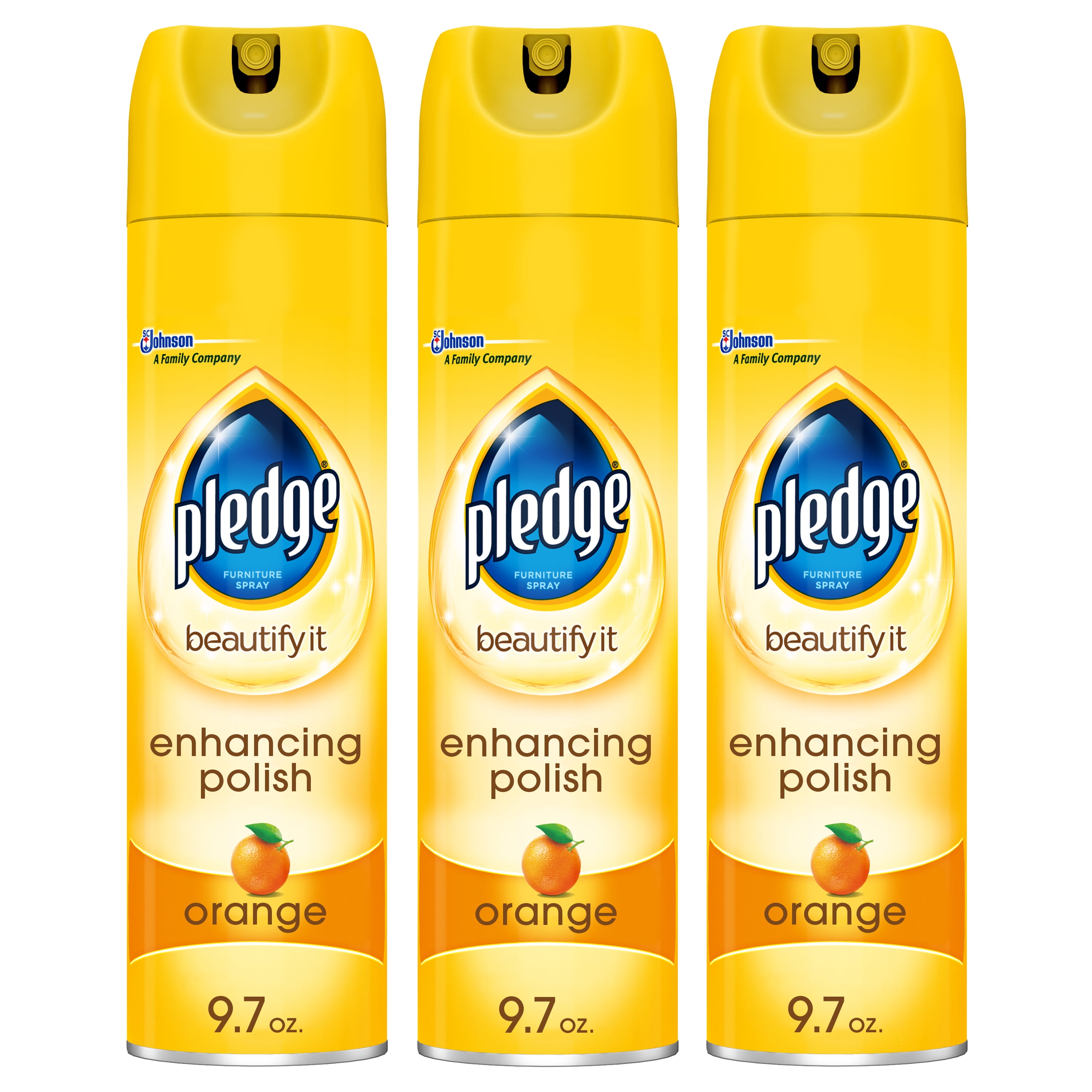 Pledge Expert Care, Wood Polish Shines and Protects, Orange Enhancing, Aerosol, 9.7 oz, Pack of 3