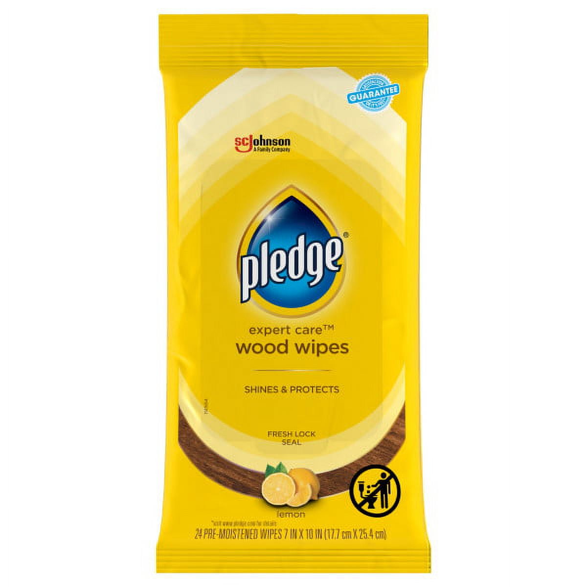 Pledge Expert Care Wood Wipes, Lemon, 24 Wipes, Pack of 2