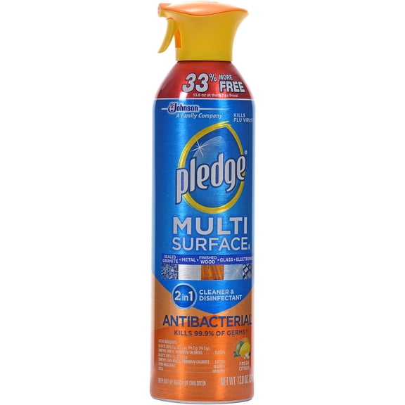 Pledge Fresh Citrus Multi Surface Antibacterial Everyday Cleaner & Disinfectant, 13.8 Oz.