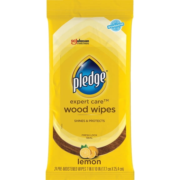 Pledge Lemon Scent Wet Wipes, 24 Ct