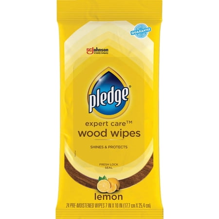Pledge Lemon Wipes - Disposable Household Cleaning Wipes, Citrus Scent - 24 Count
