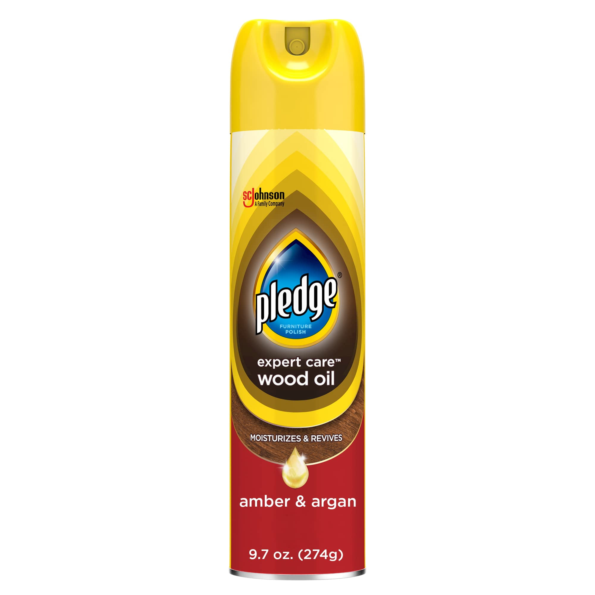 Pledge Moisturizing Oil Spray, Amber & Argan Scent, Nourishes, Protects and Revitalizes Furniture, 9.7 oz