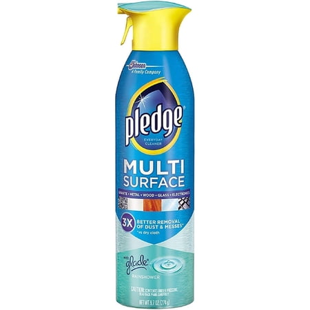 Pledge Multi Surface Everyday Cleaner Aerosol Spray, Rainshower 9.70 oz Pack of 12