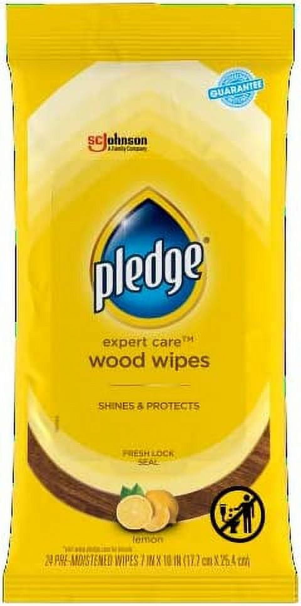 Pledge MultiSurface Furniture Polish Wipes, Works on Wood, Granite, and Leather, Cleans and