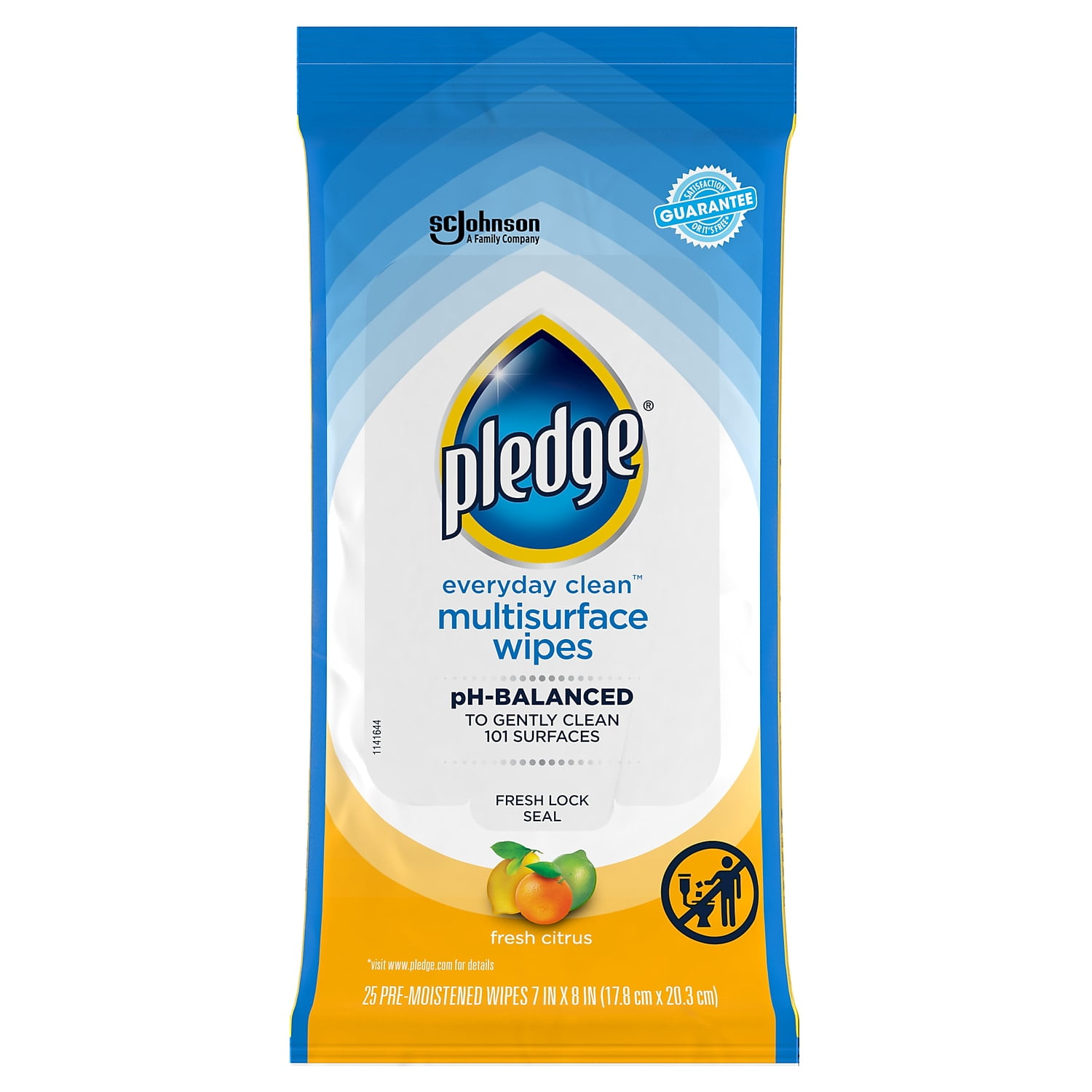 Pledge® Multisurface Wipes, Everyday Clean™, Fresh Citrus Scent, 25 PC