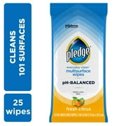 Pledge® Everyday Clean™ Multisurface Wipes, All Purpose Cleaner Household Cleaning Cloths, Fresh Citrus Scent, 25 PC