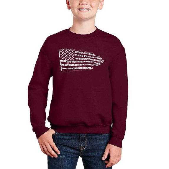 Pledge Of Allegiance Flag - Boy's Word Art Crewneck Sweatshirt
