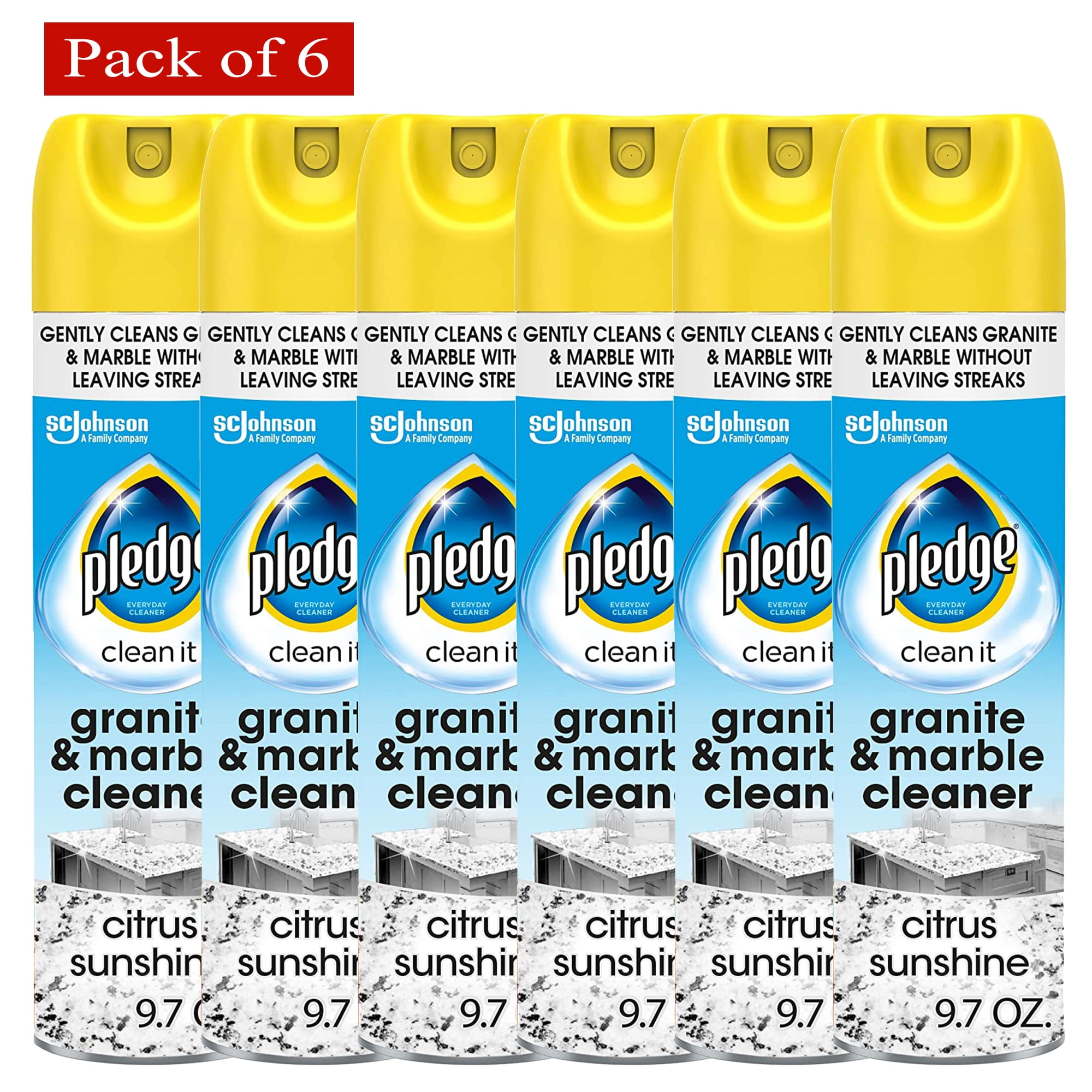 Pledge Pledge Granite and Marble Cleaner Spray, Citrus Sunshine, 1 Aerosol Spray, 9.7 Ounce, 9.7 Ounce - Pack of 6