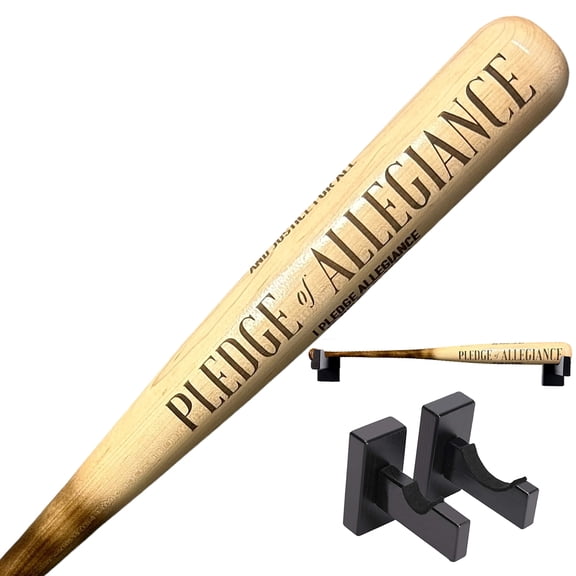 Pledge of Allegiance Engraved Baseball Bat with Wall Mount