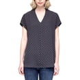 thumbnail image 1 of Pleione Womens Printed Cap Sleeve V-Neck Top (Comma Print, Medium), 1 of 2