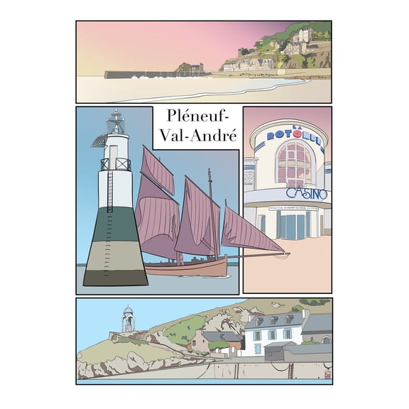 Pleneuf Val Andre Poster, Unframed Paper Poster 11x14in