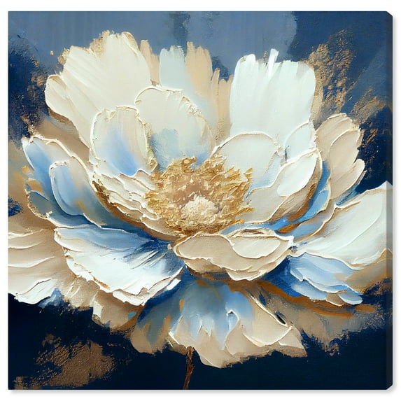 Plenitude Navy Canvas Light Colors Flower Art Prints by Art Remedy, Gallery Wrapped, 30" x 30"