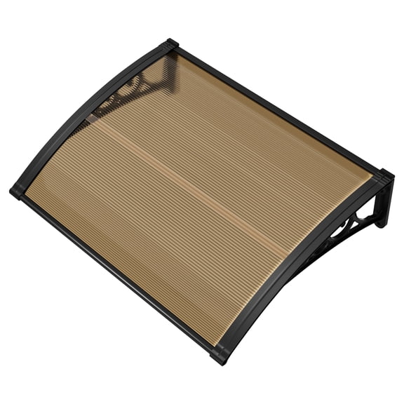 Plenkra 47" x 31" Window & Door Awning, UPF 50+ Polycarbonate Sun Rain Snow Shade Canopy with Aluminum Brackets for Patio Porch Home Entrance