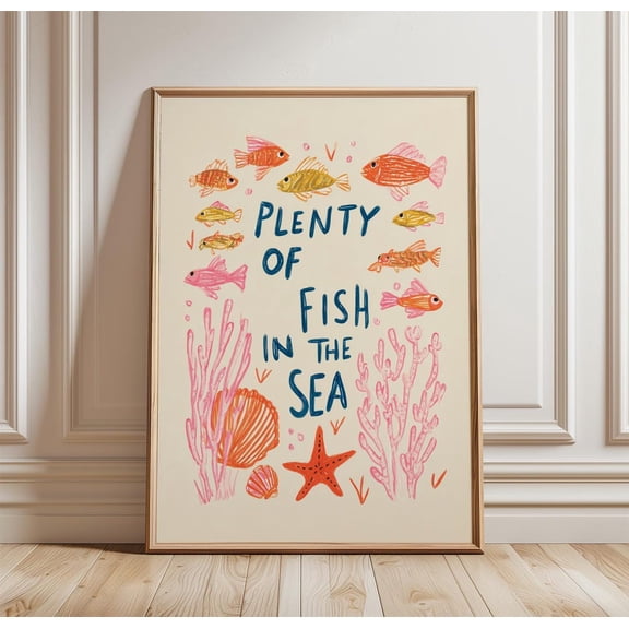 Plenty Of Fish In The Sea Coastal Fish Coral Starfish Wall Art Unframed Paper Print