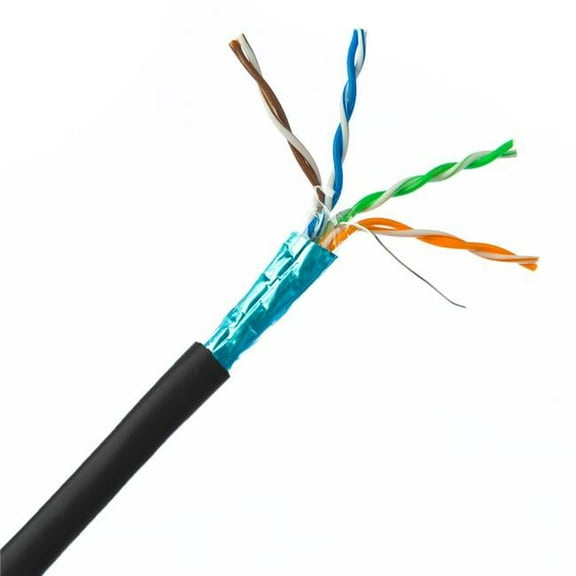 Plenum Cat6 Solid Bulk Cable with Shielded, CMP, 23 AWG Spool, Black - 1000 ft.