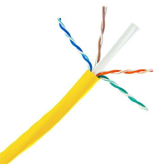 Plenum Cat6a Ethernet Cable, Solid, CMP, UTP, 500 MHz, 23 AWG, Spool, Yellow - 1000 ft.