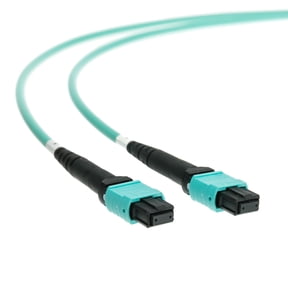 24-Strand MTP Fiber Optic Cable, Type A Female, OM3 50/125 Multimode, OFNP Plenum, 40/100Gb, Aqua, 5 Meter