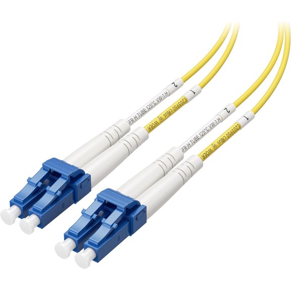 Plenum Rated Duplex OS2 Single Mode Fiber Optic Patch Cable - 3m / 9.8ft, LC to LC UPC 9/125 OFNP OS2 Fiber Optic Cable