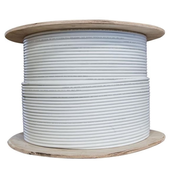 Plenum Shielded Cat6a Ethernet Cable - White - 1000 ft. - Solid - 500 MHz