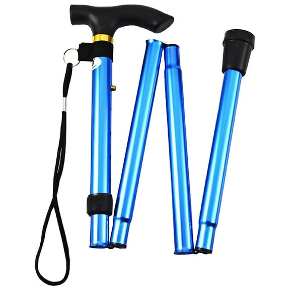 Plertrvy 1X Retractable Foldable Walking Stick, Retractable Foldable Walking Stick, Foldable Walking Stick Travel Cane Aluminum Alloy Adjustable Height for Elderly and Adults Hiking Pole, Blue