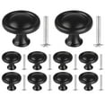 thumbnail image 1 of Plertrvy Hot Sale! 10 Pcs Kitchen Cabinet Knobs Round Drawer Handles Cabinet Hardware Round Knobs with Screws Elegant Black Finish For Bathroom Cabinets Dresser Home Decor, 10*Handle, 10*Screw, 1 of 7