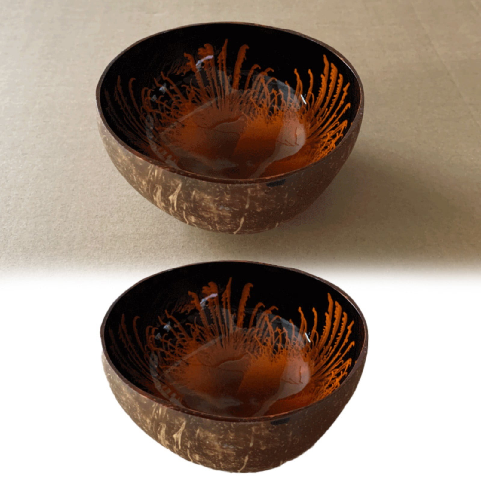 Plertrvy Clearance Coconut Shell Bowl Orange, Stainless Steel Bowl, (1