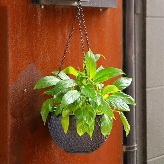 Plertrvy Clearance Rattan Plastic Hanging Basket Pot Succulent Green Plant Hanging Pot Self-Absorbent Hydroponic Hanging Orchid Pot Honeycomb Hanging Flower Pot,