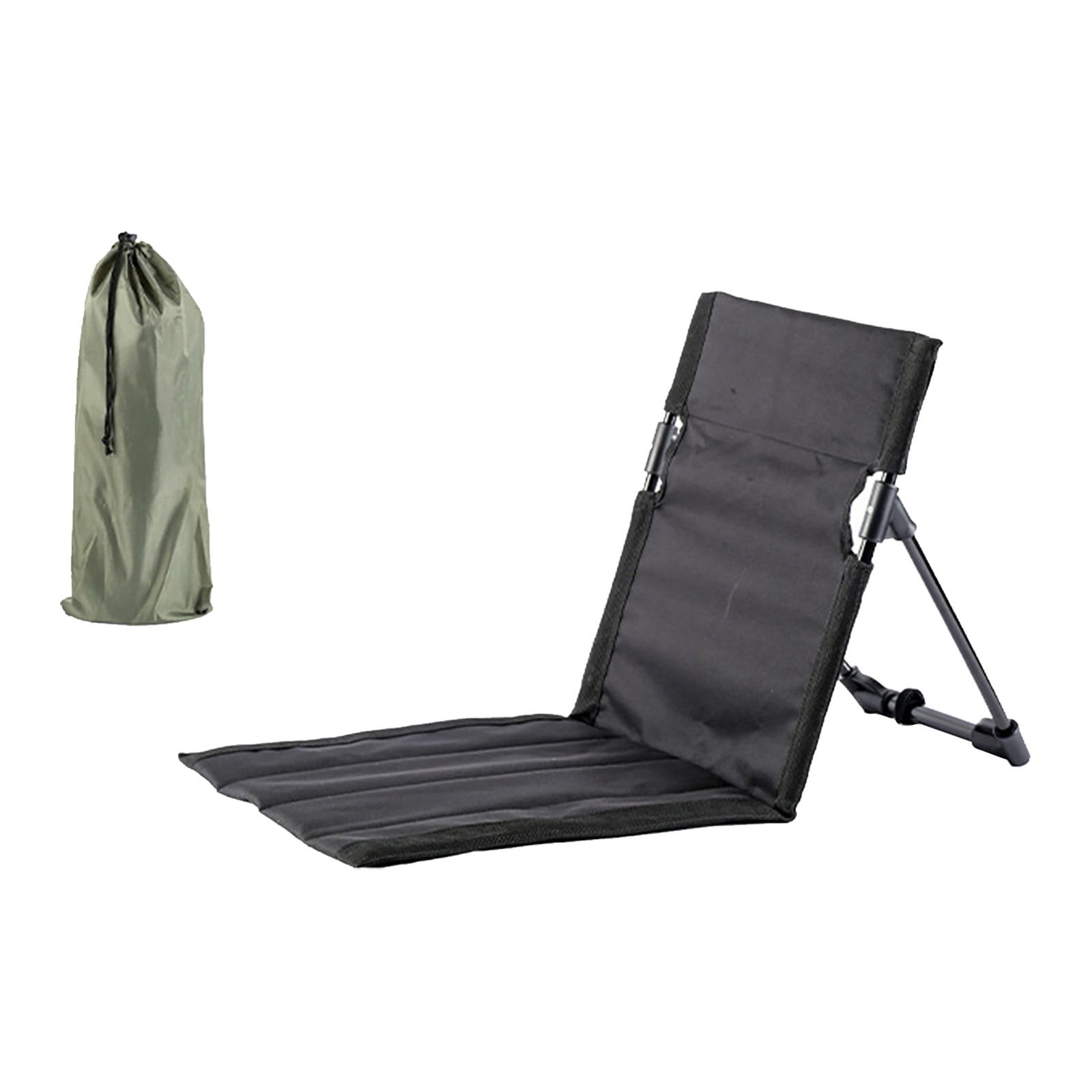 Plertrvy Lounge Chair Black, Folding Beach Chair Outdoor Camping Chair Portable Foldable Camping Chair with Storage Bag Lightweight Beach Floor Chair Beach Chair for Fishing Barbecues Hiking, Cushions