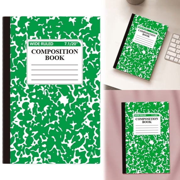 Plertrvy Marble Composition Notebook, A5 Notebook, 30 Sheets/60 Pages, Green
