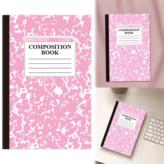 Plertrvy Marble Composition Notebook, A5 Notebook, 30 Sheets/60 Pages, Pink