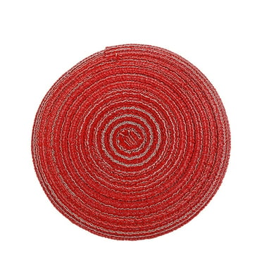 Plertrvy Round Cotton Yarn Placemat Heat Insulation Western Placemat Woven Table Mat Red, Placemats Washable Woven Vinyl Placemats for Dining Table Easy To Clean Plastic Placemats, Placemats