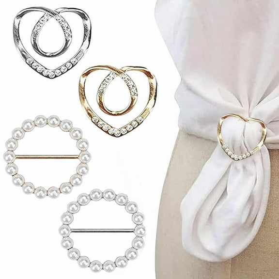 Plertrvy Scarf Ring Clip T Shirt Ties Clips Clothes Corner Knotted Button for Women Fashion Metal Round Circle Shirt Clip Buckle, 1* Metal Corner Knot Buckle