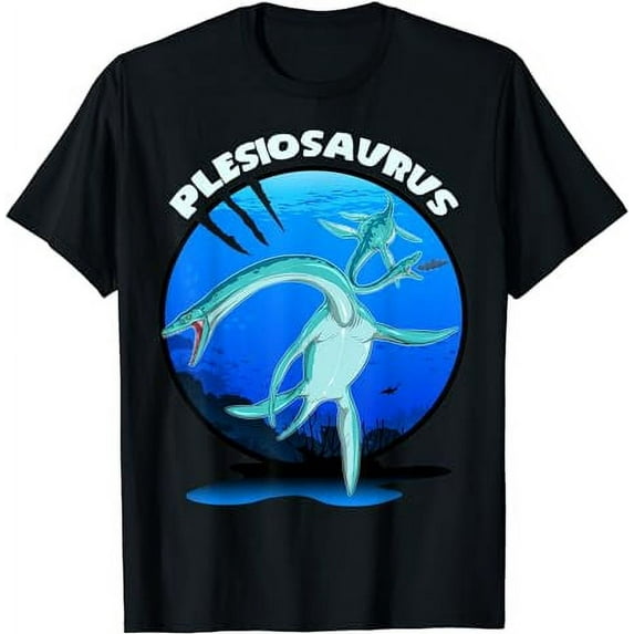 Plesiosaurus Prehistoric With Background Design T-Shirt