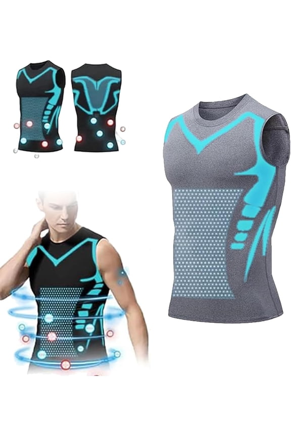 Shaping Sleeveless Shirt Men, 2025 New Version Ionic Shaping Sleeveless Shirt Compression Vest to Shape Your Body