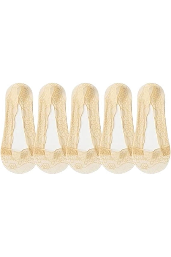 Pleteffect Socks, Mesh Lace No Show Liner Socks for Women, Transparent Floral Mesh Ultra Thin Breathable Non-Slip Boat Skin Color