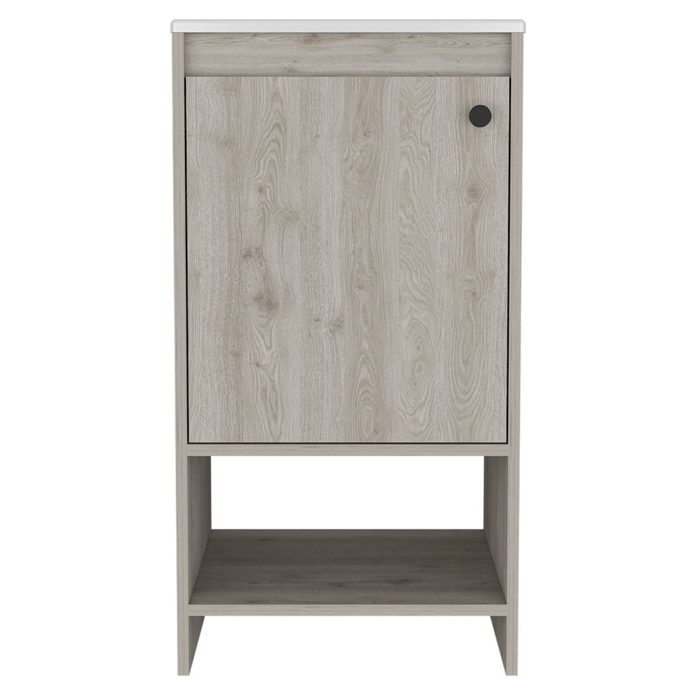 Light Gray Particle Board Freestanding Bathroom Vanity with Resin Top