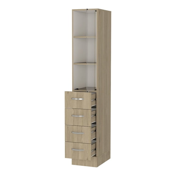 Plethoria Home 4-Drawer 3-Shelf Linen Cabinet Light Pine