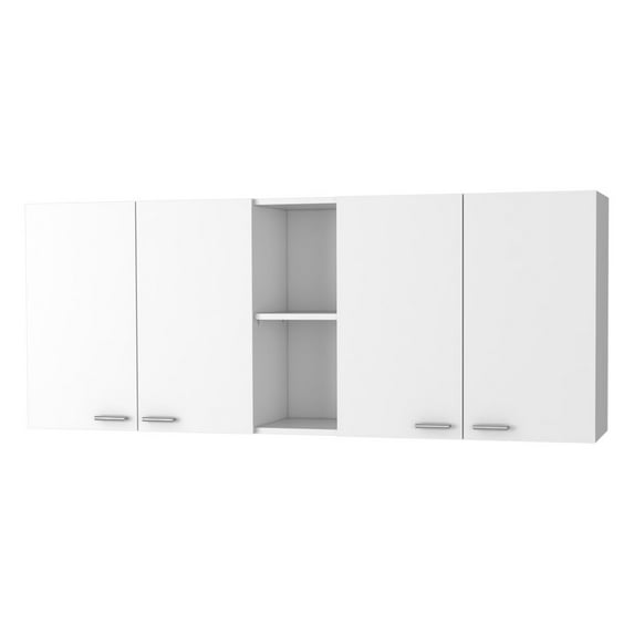 Plethoria Home 59-inch Four Swing Doors Wall Cabinet White
