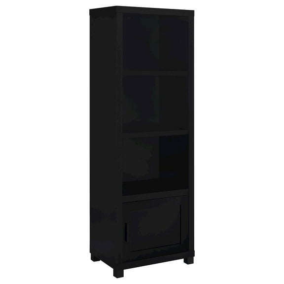 Plethoria Home Black 3-shelf Media Tower Bookcase with Storage Cabinet