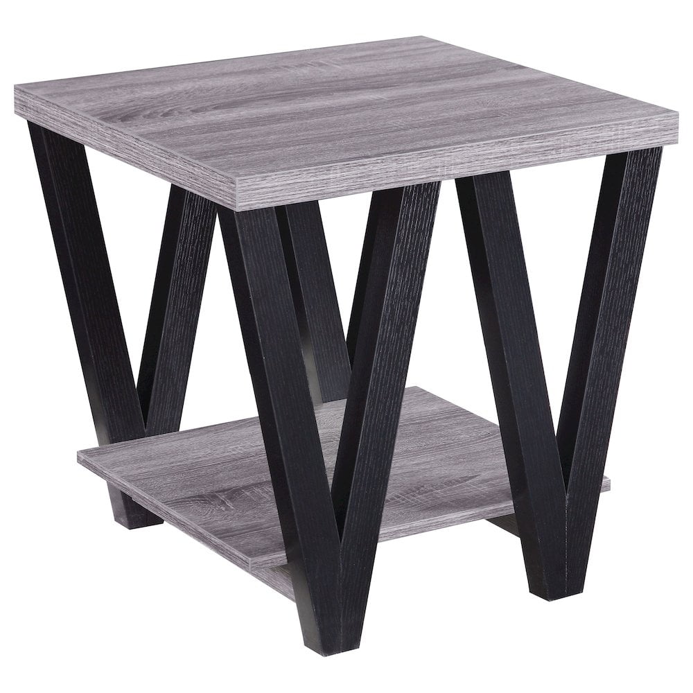 Black and Gray Square Angled Leg End Table