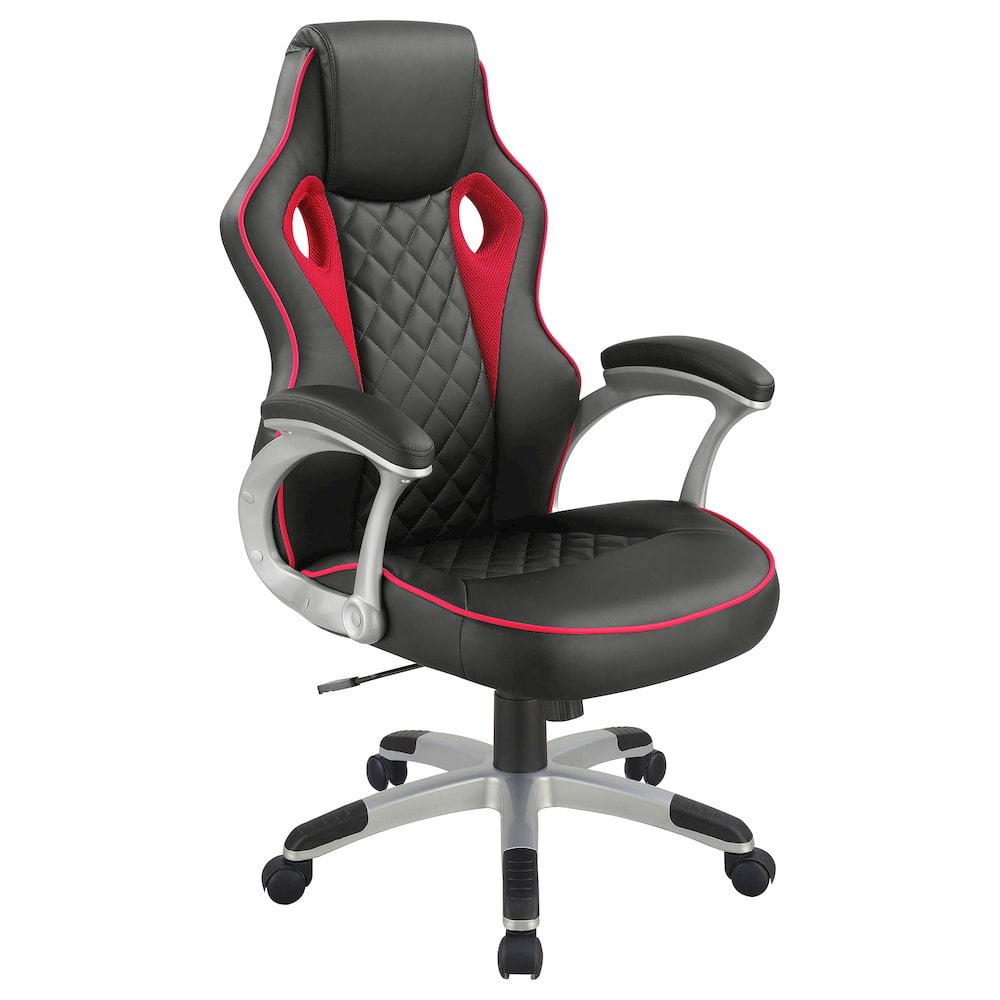 High Back Black and Red Faux Leather Swivel Executive Chair