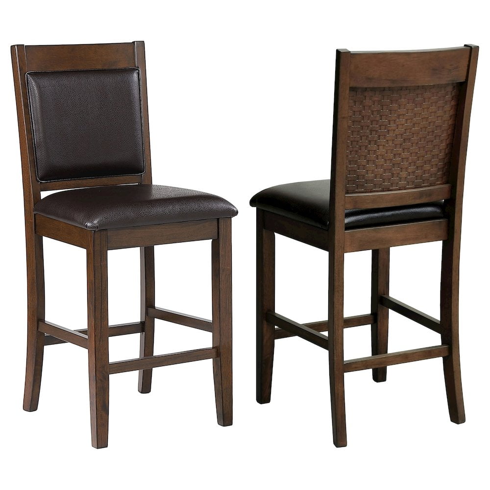 Walnut and Brown Faux Leather Transitional Counter Stool