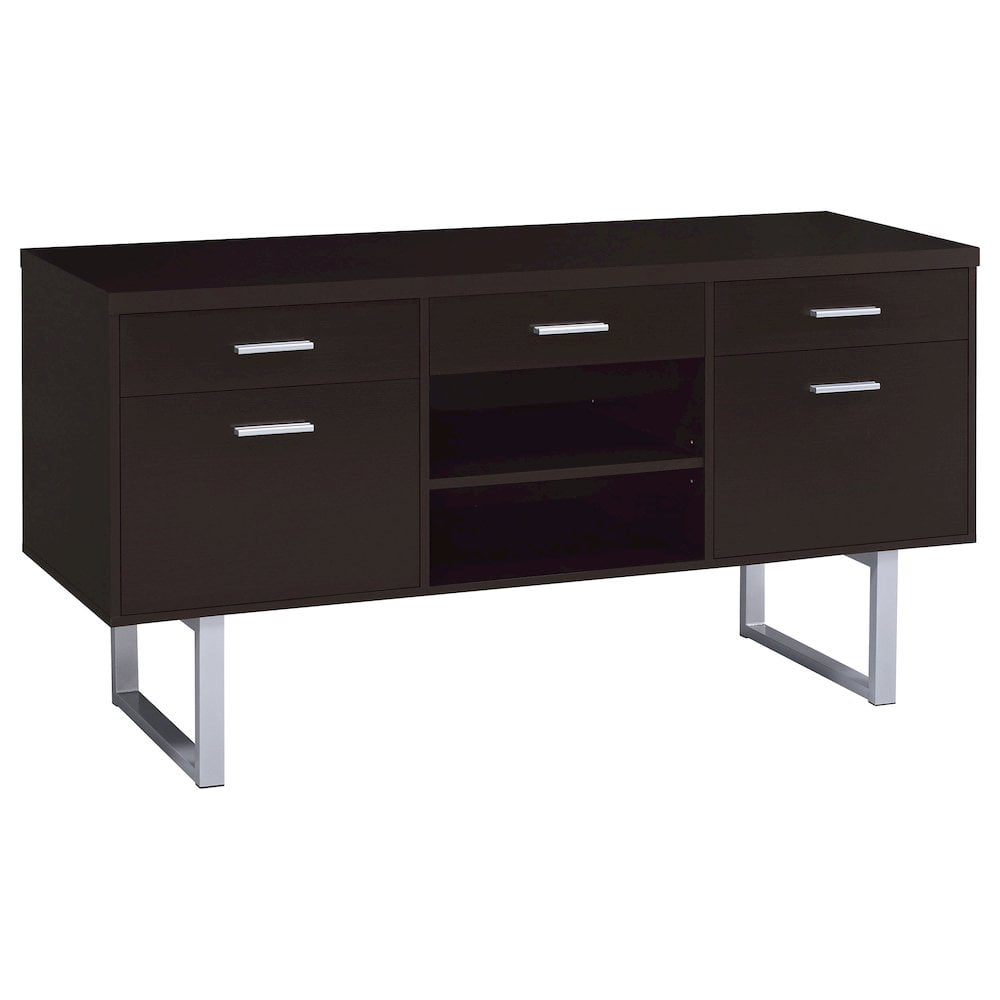 Contemporary 60'' Brown Home Office Desk with Filing Cabinet