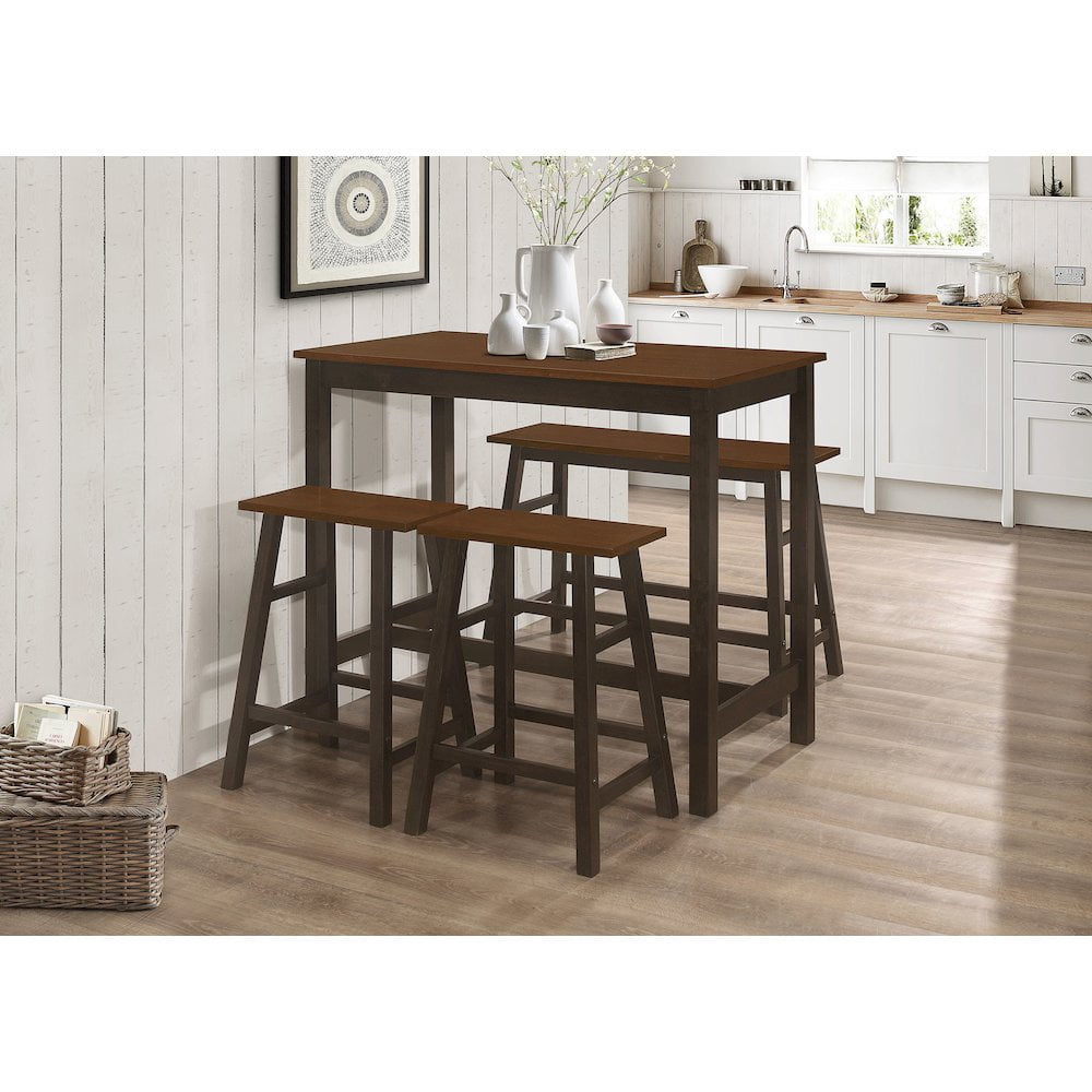 Chestnut and Dark Brown Solid Wood 4-Piece Counter Height Dining Set