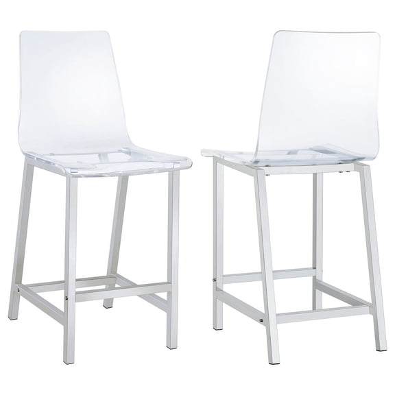 Plethoria Home Clear and Chrome Stools (Set of 2)