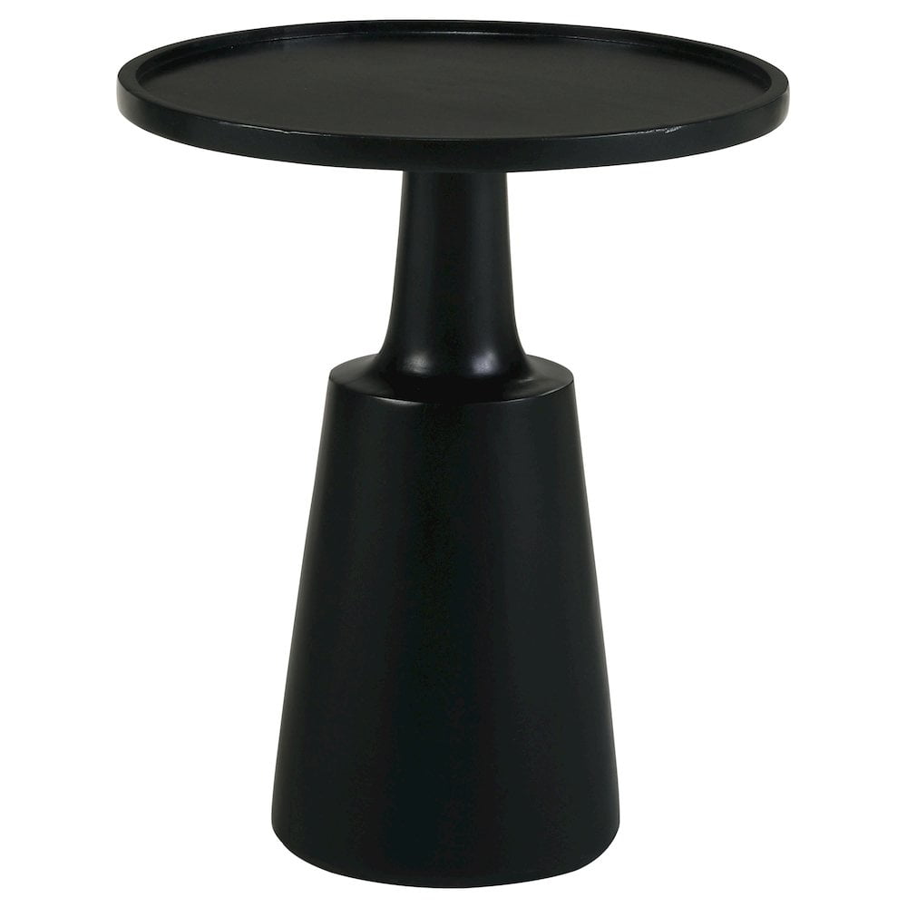 Black Mango Wood Round Accent Table