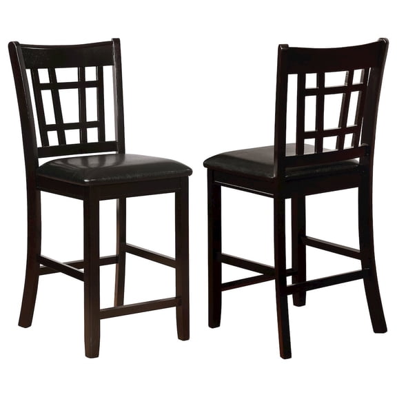 Plethoria Home Transitional Espresso Counter Height Stools (Set of 2)